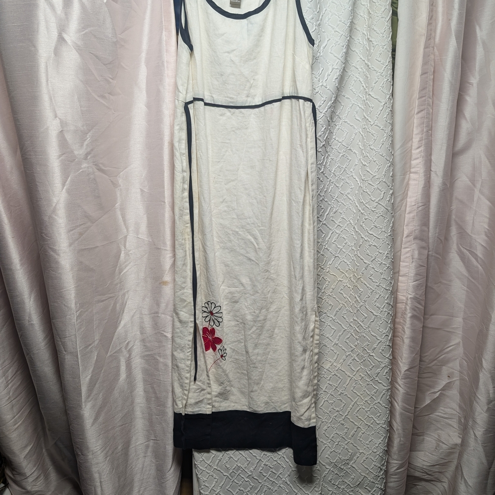 Norton McNaughton White Maxi Dress with Black Trim